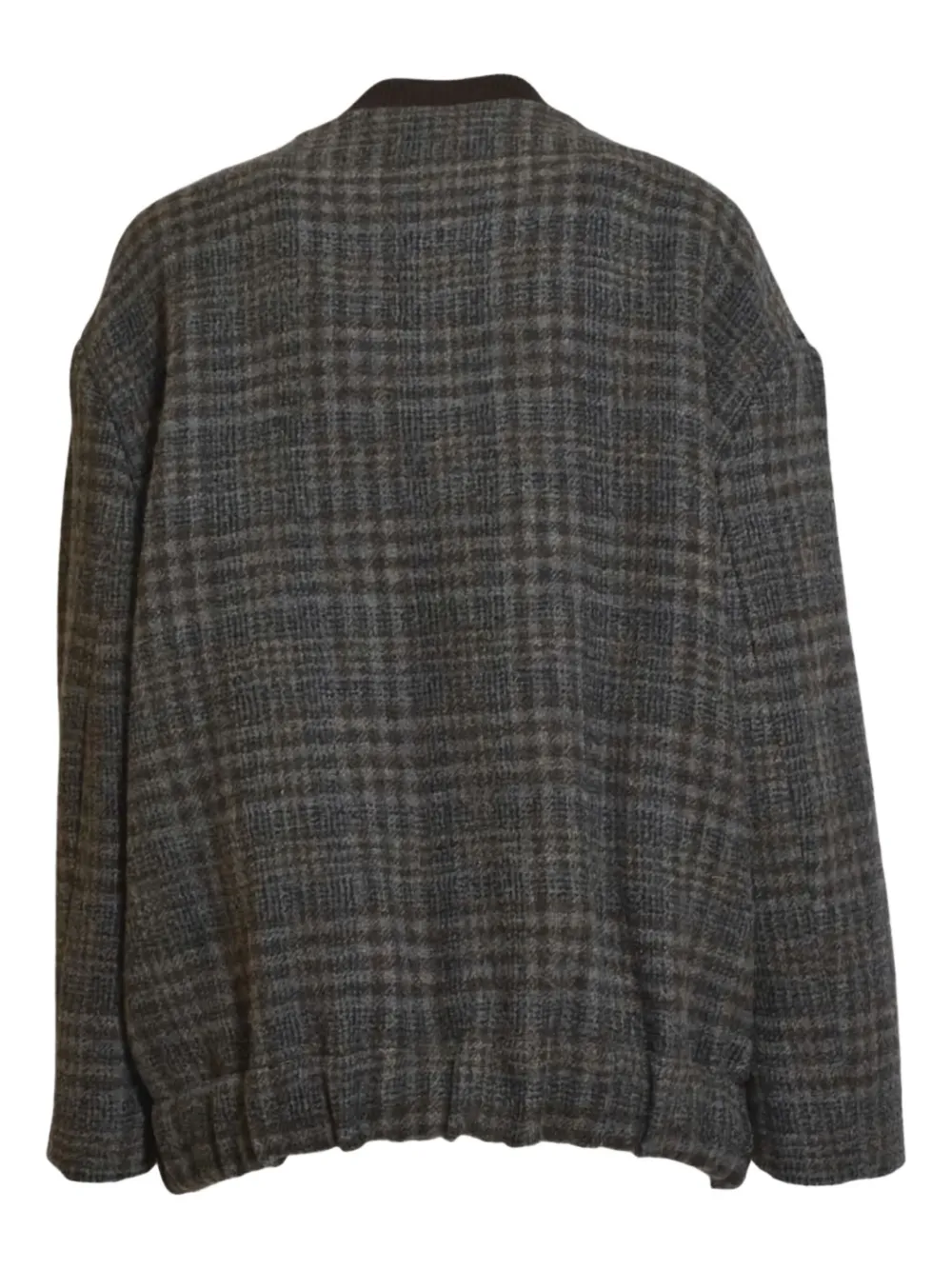 Solotre Check-pattern Bomber Coat In Gray