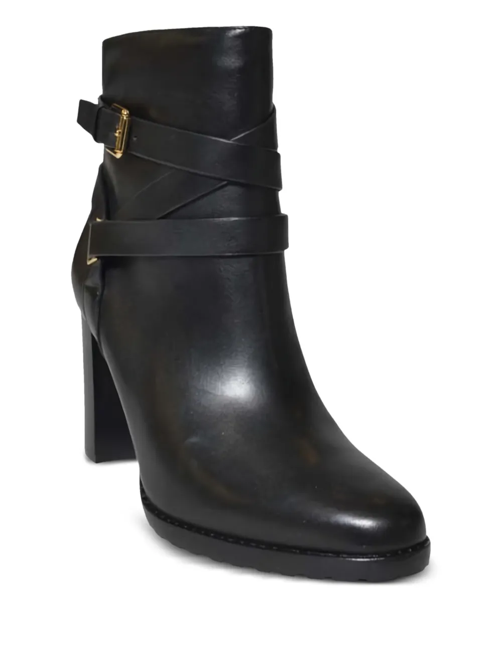 Lauren Ralph Lauren 83 mm leren laarzen met gespbandje Zwart