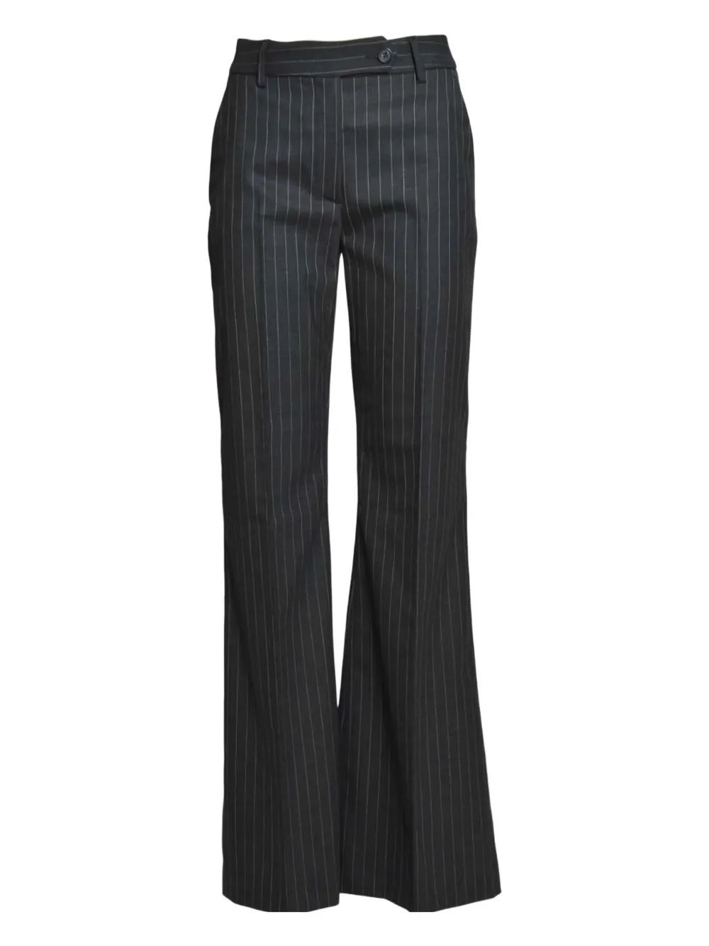 True Royal Pinstripe Flared Trousers In Gray