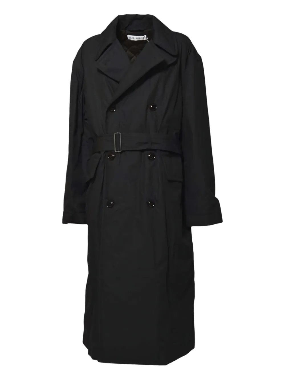 OUR LEGACY quilted double-breasted belted trench coat | Black | Image 1