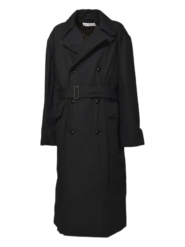 OUR LEGACY Quilted Double-breasted Belted Trench Coat in Black