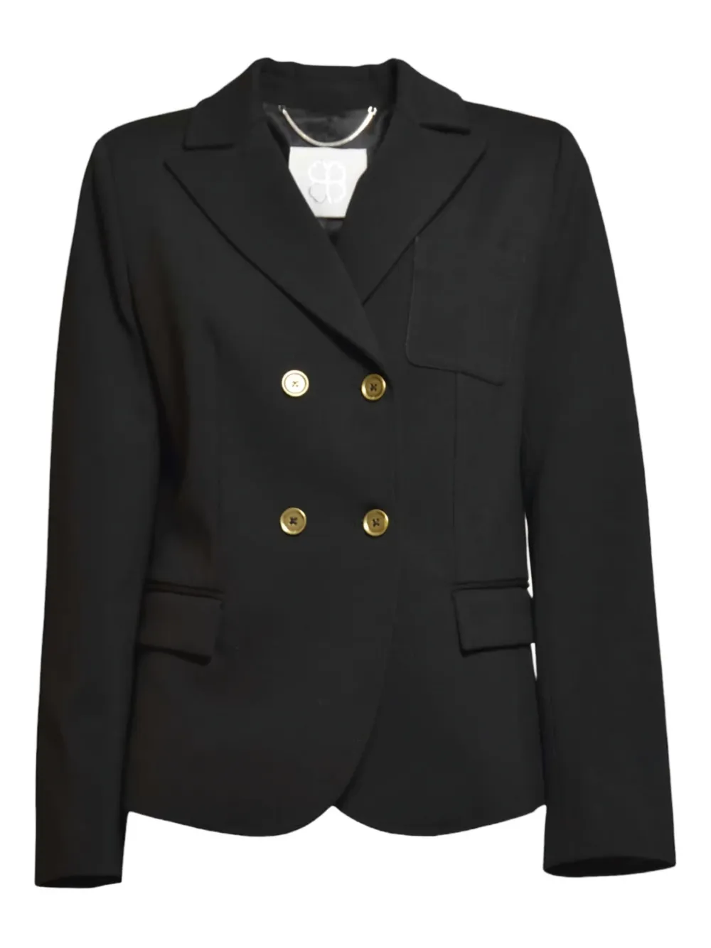 True Royal Double-breasted Pocket Blazer In Black