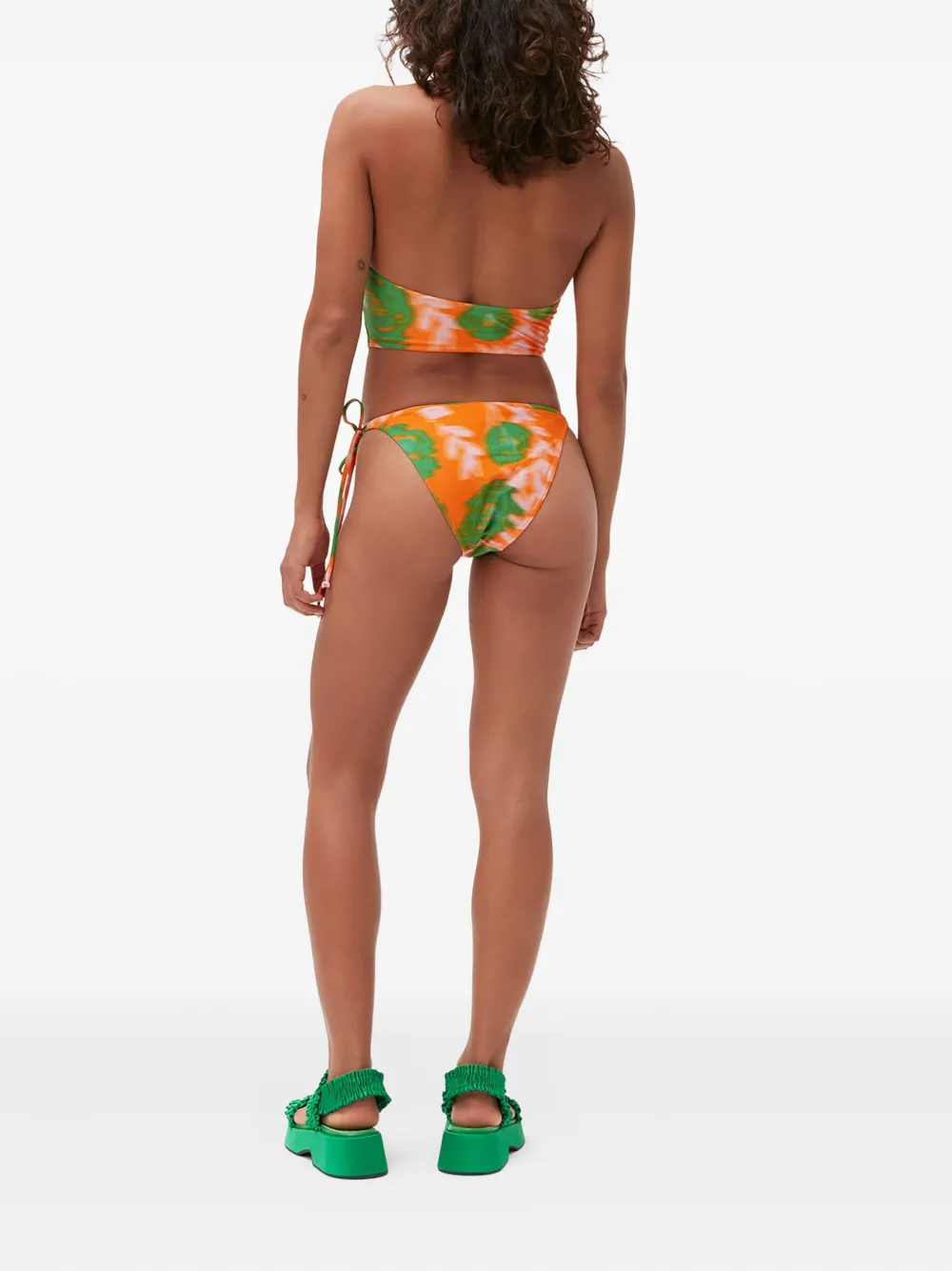 Ganni Tie-side Printed Bottoms In Orange