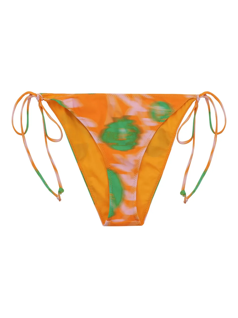 Ganni Tie-side Printed Bottoms In Orange