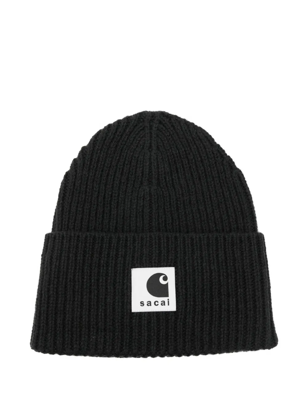 Carhartt WIP x Sacai ribbed beanie | Black | Image 1