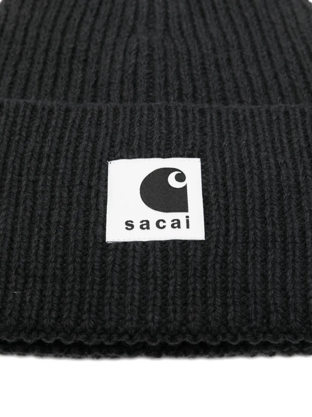 Carhartt X Sacai Ribbed Beanie In Black