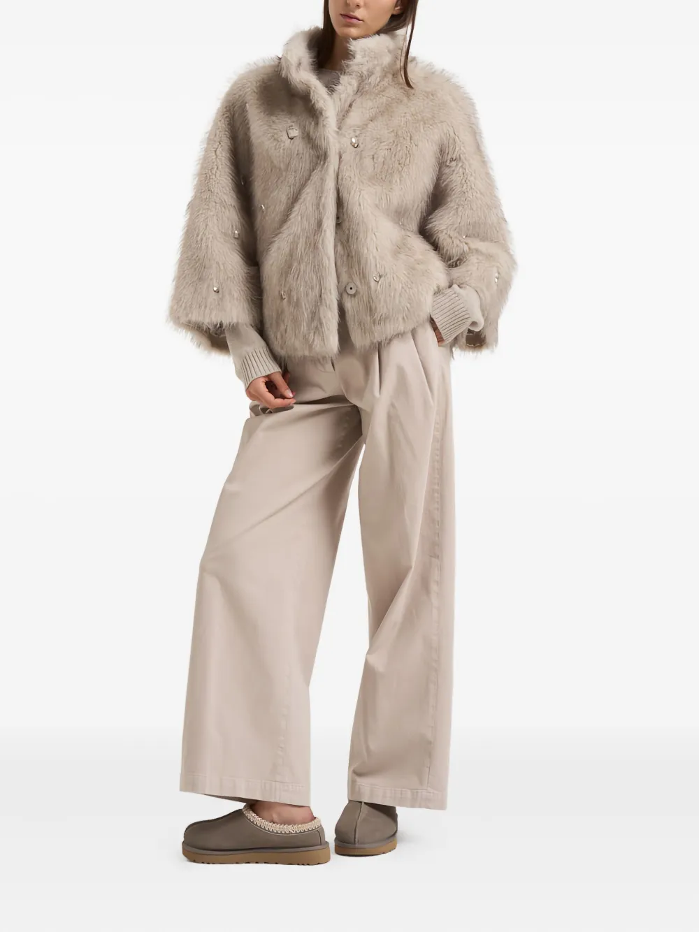 Sword 6.6.44 Embellished Coat In Neutral