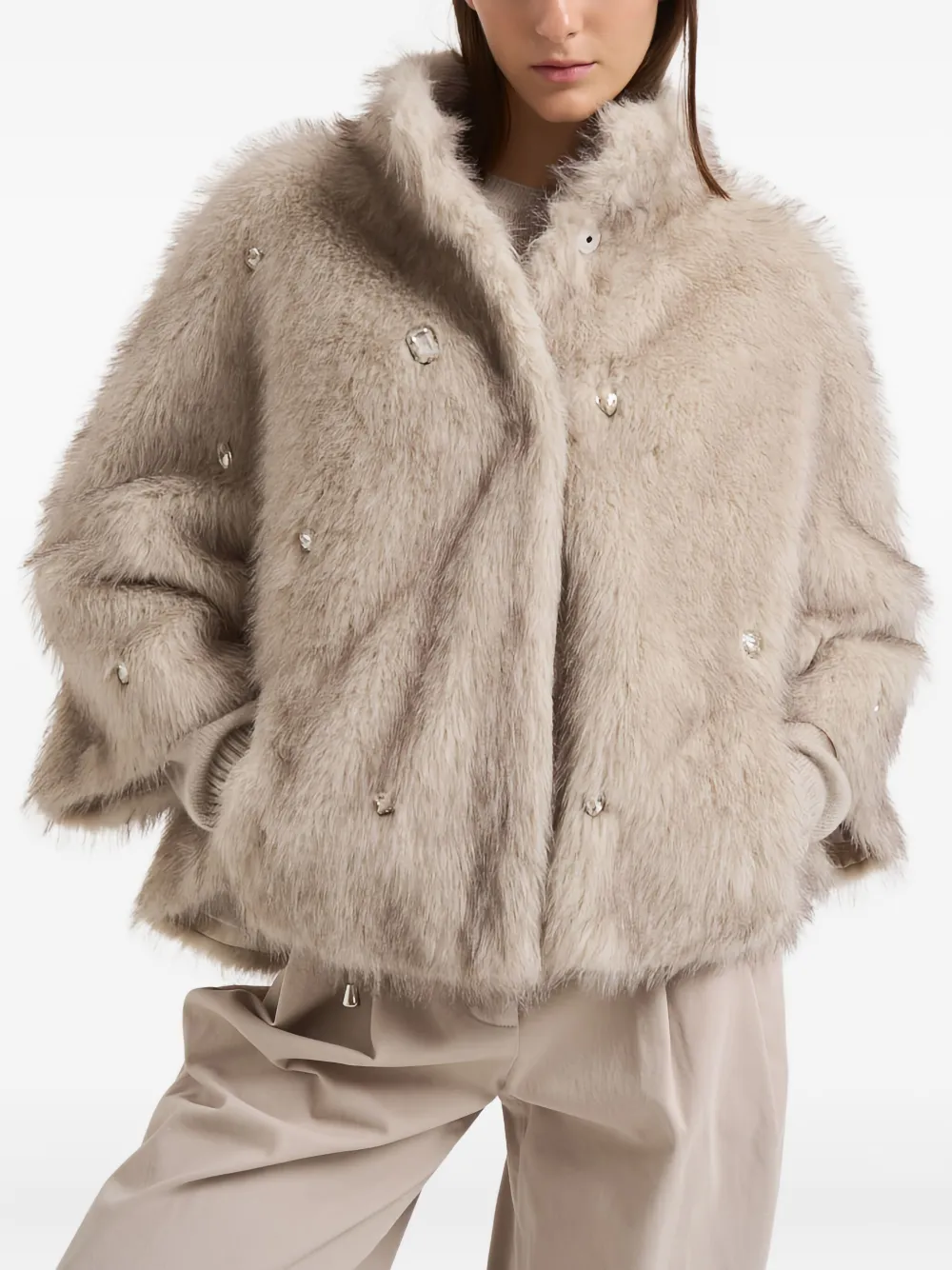 Sword 6.6.44 Embellished Coat In Neutral
