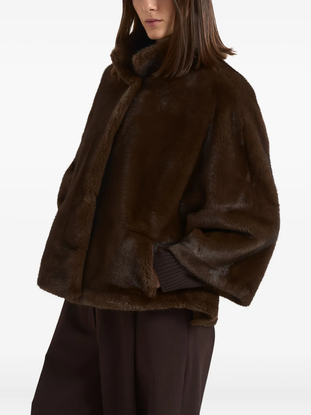 Sword 6.6.44 Funnel-neck Coat In Brown