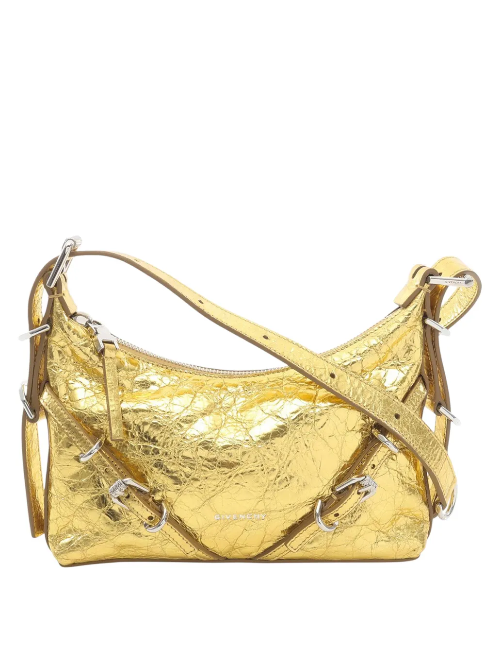 Pre-owned Givenchy 2010-2025 Mini Leather Voyou Shoulder Bag In Gold