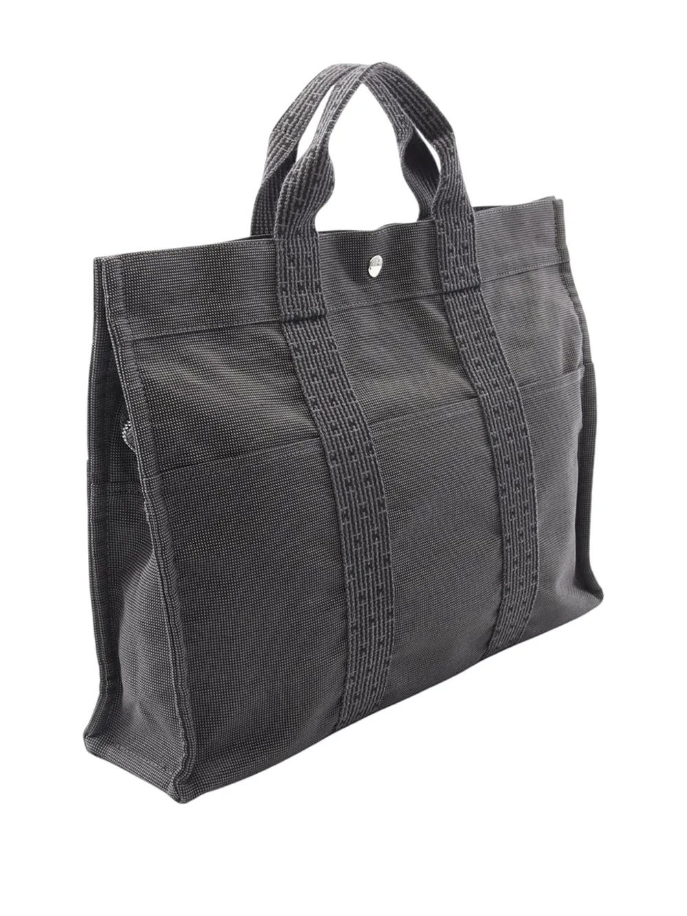 Pre-owned Hermes 1990-2010 Canvas Herline Mm Tote Bag In Gray