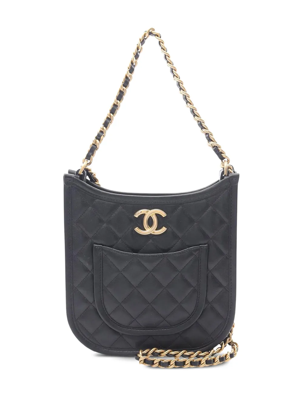CHANEL Pre-Owned 2021-2025 スモール ココマーク マトラッセ ラムスキン フロントポケット チェーン