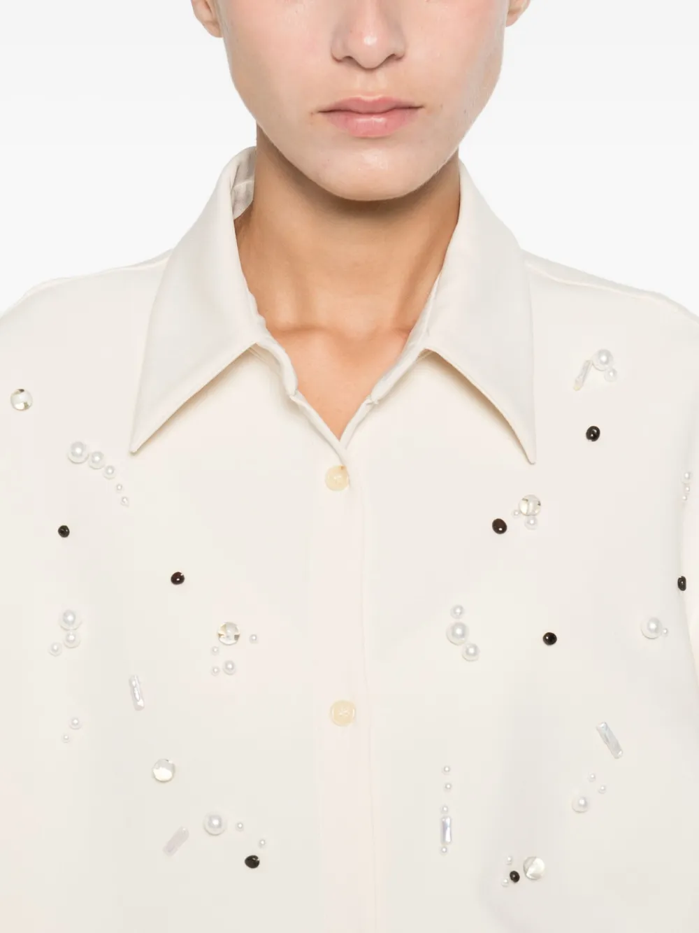 Alysi Tweedelig pak verfraaid met parels Wit