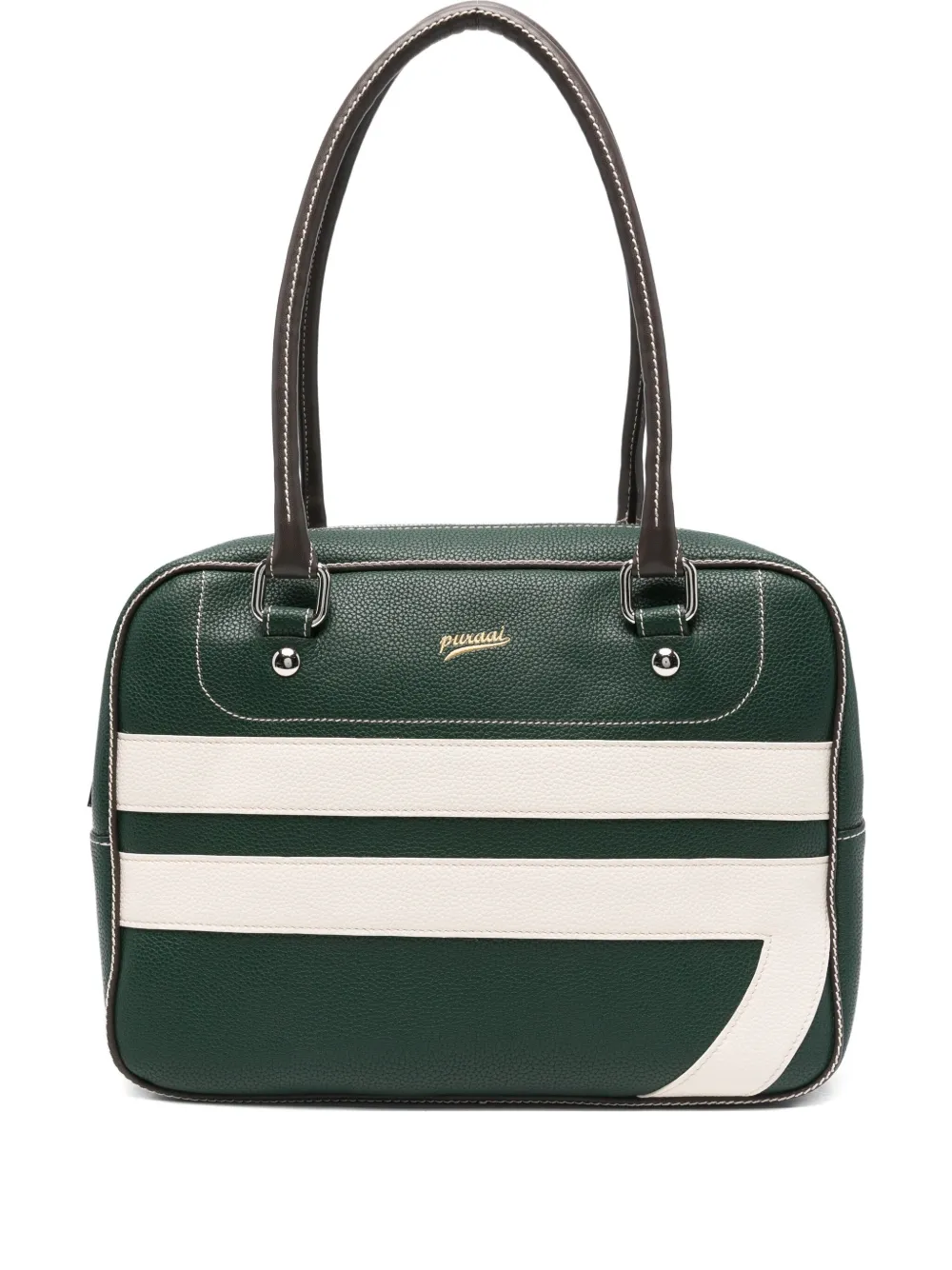 Puraai Bolsa tote 7,03 Icon com listras | Verde | Image 1