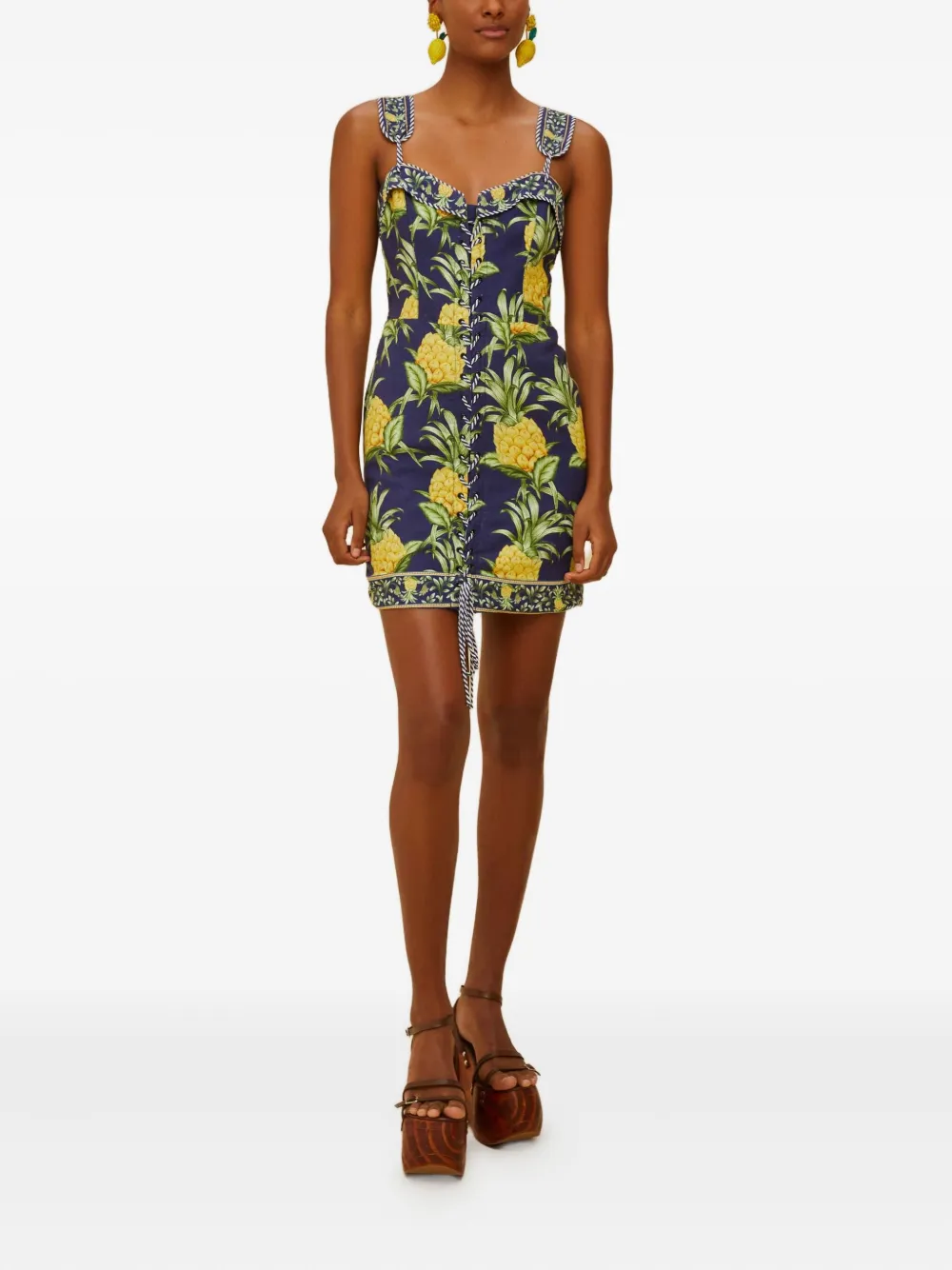 FARM Rio robe mi-longue à imprimé ananas | bleu | Image 1
