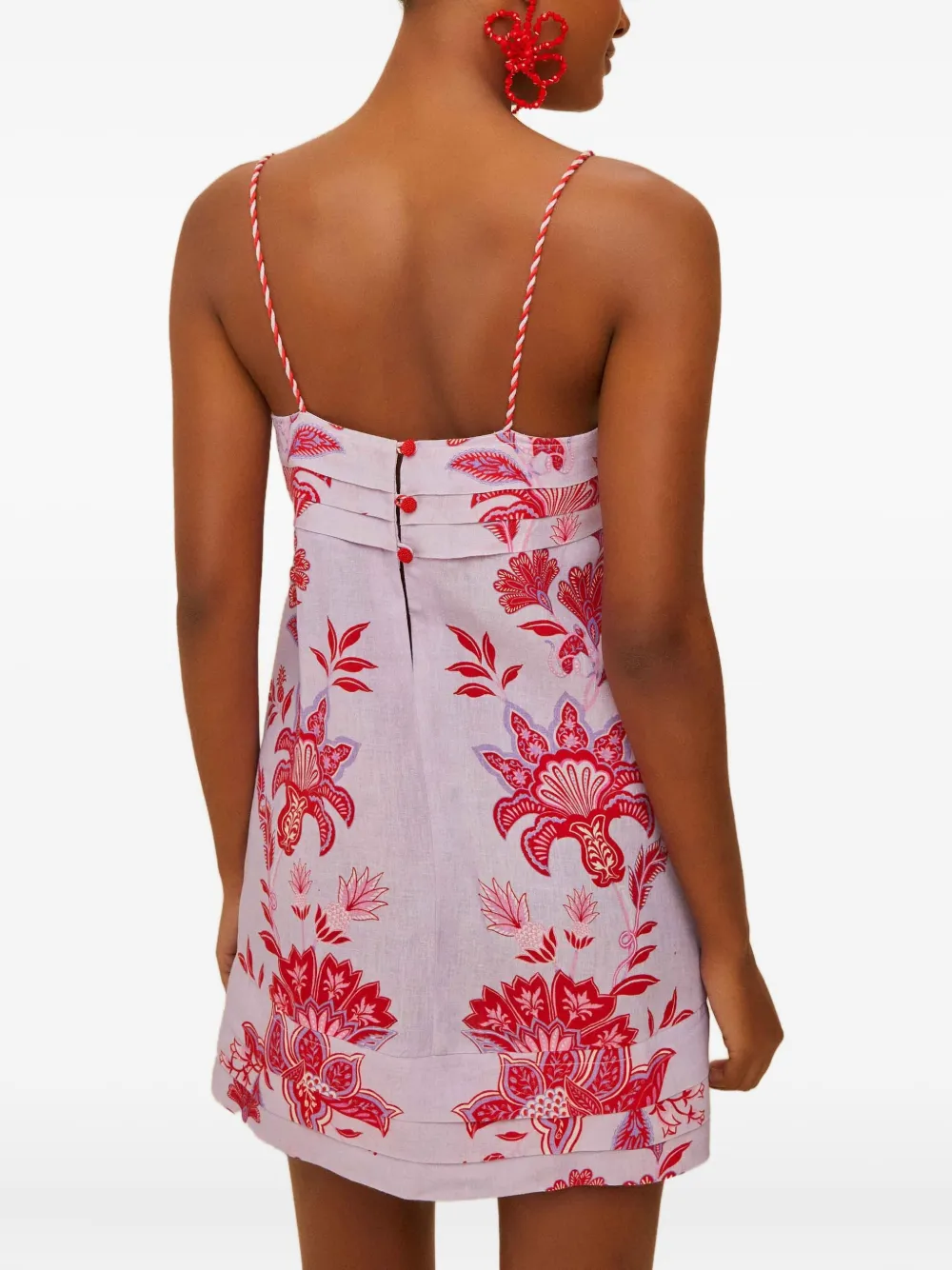 Farm Rio Porcelain Garden Lilac Mini Dress Sleeveless In Purple