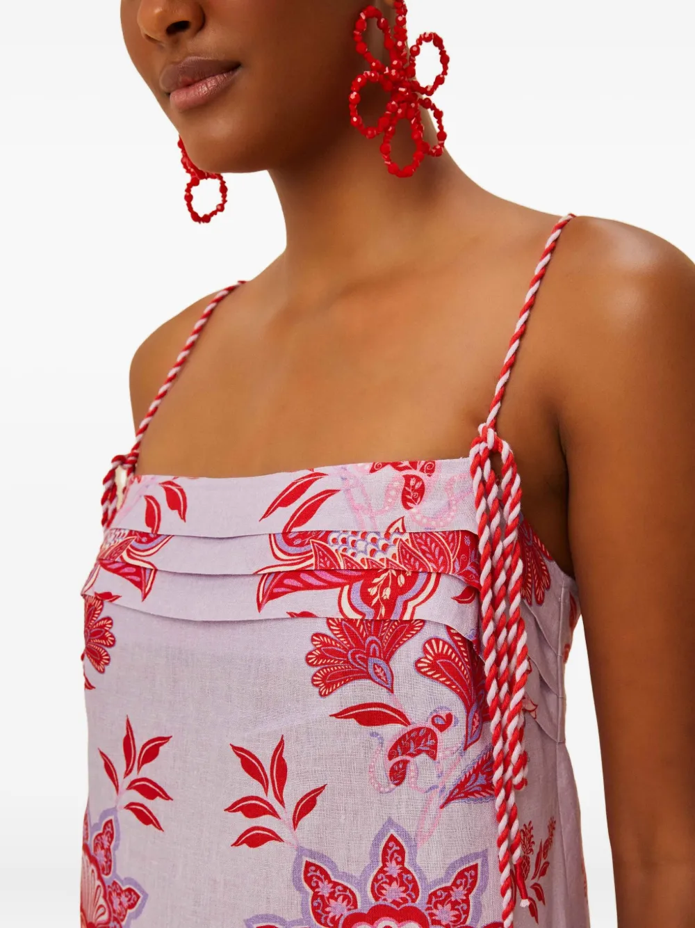 Farm Rio Porcelain Garden Lilac Mini Dress Sleeveless In Purple