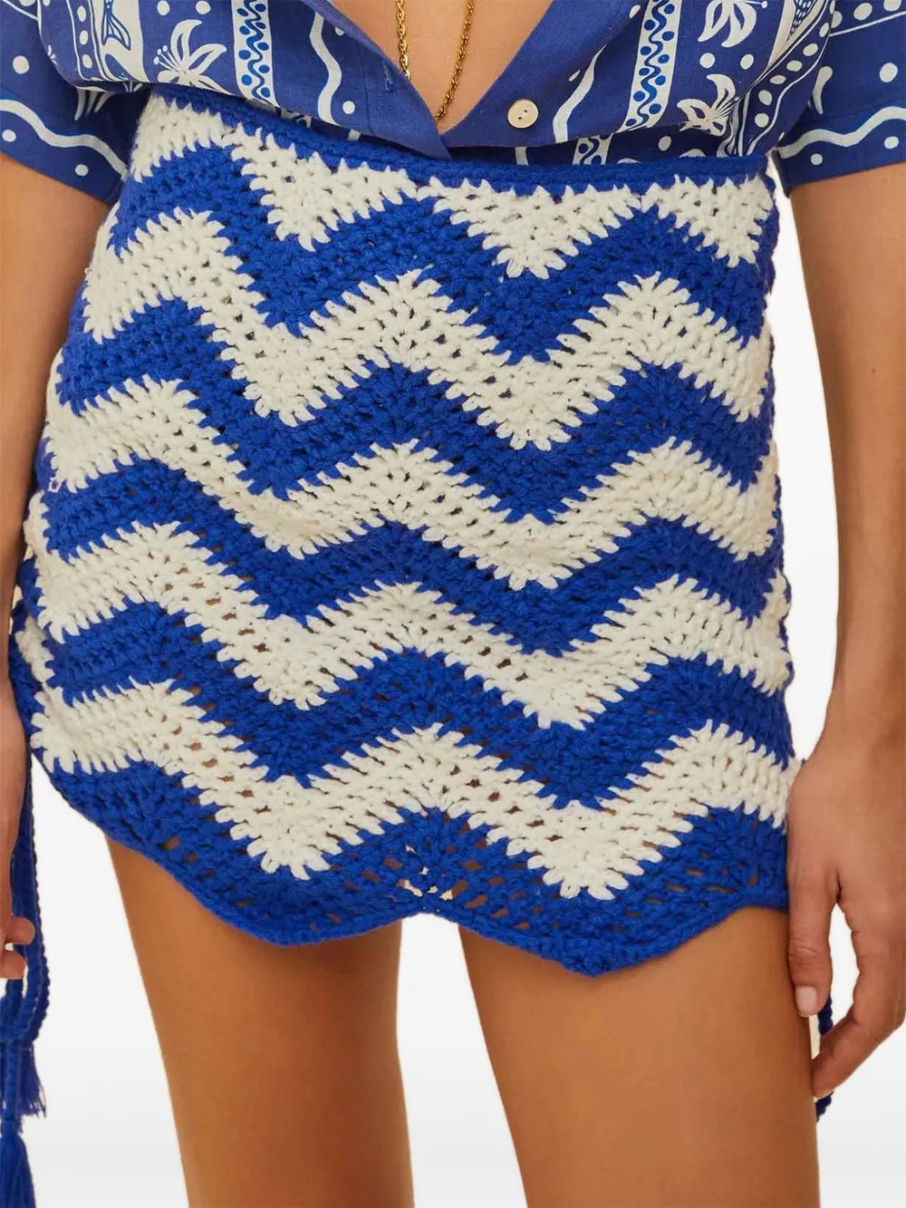 FARM Rio chevron tassel mini skirt - Blu