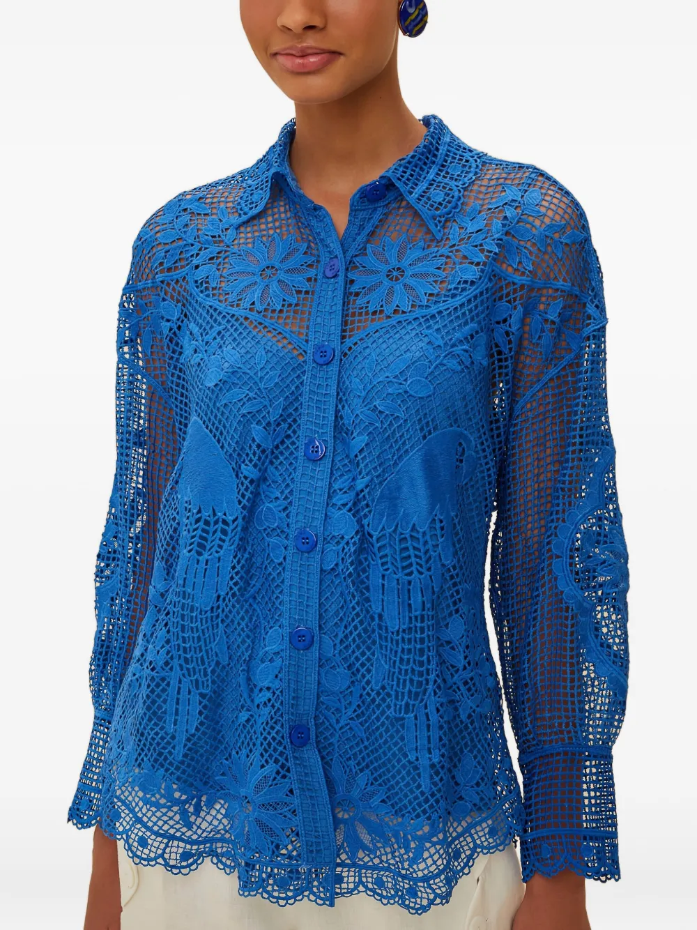 FARM Rio floral lace blouse - Blu