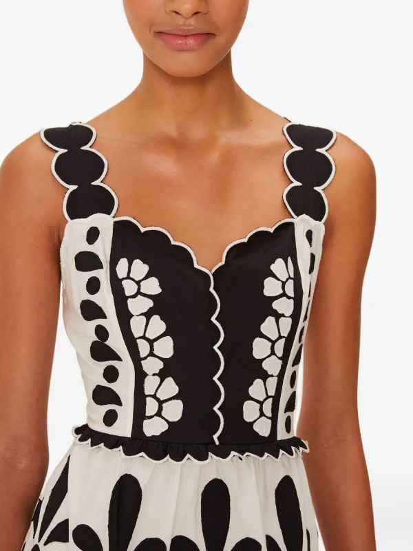 FARM Rio Scalloped Midi Dress | Black | FARFETCH