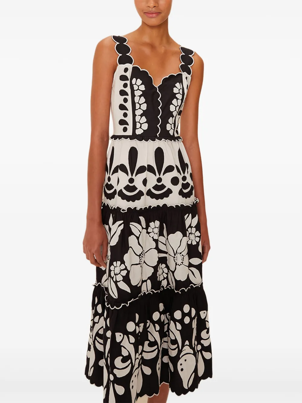 FARM Rio Midi-jurk met gewelfde afwerking Zwart