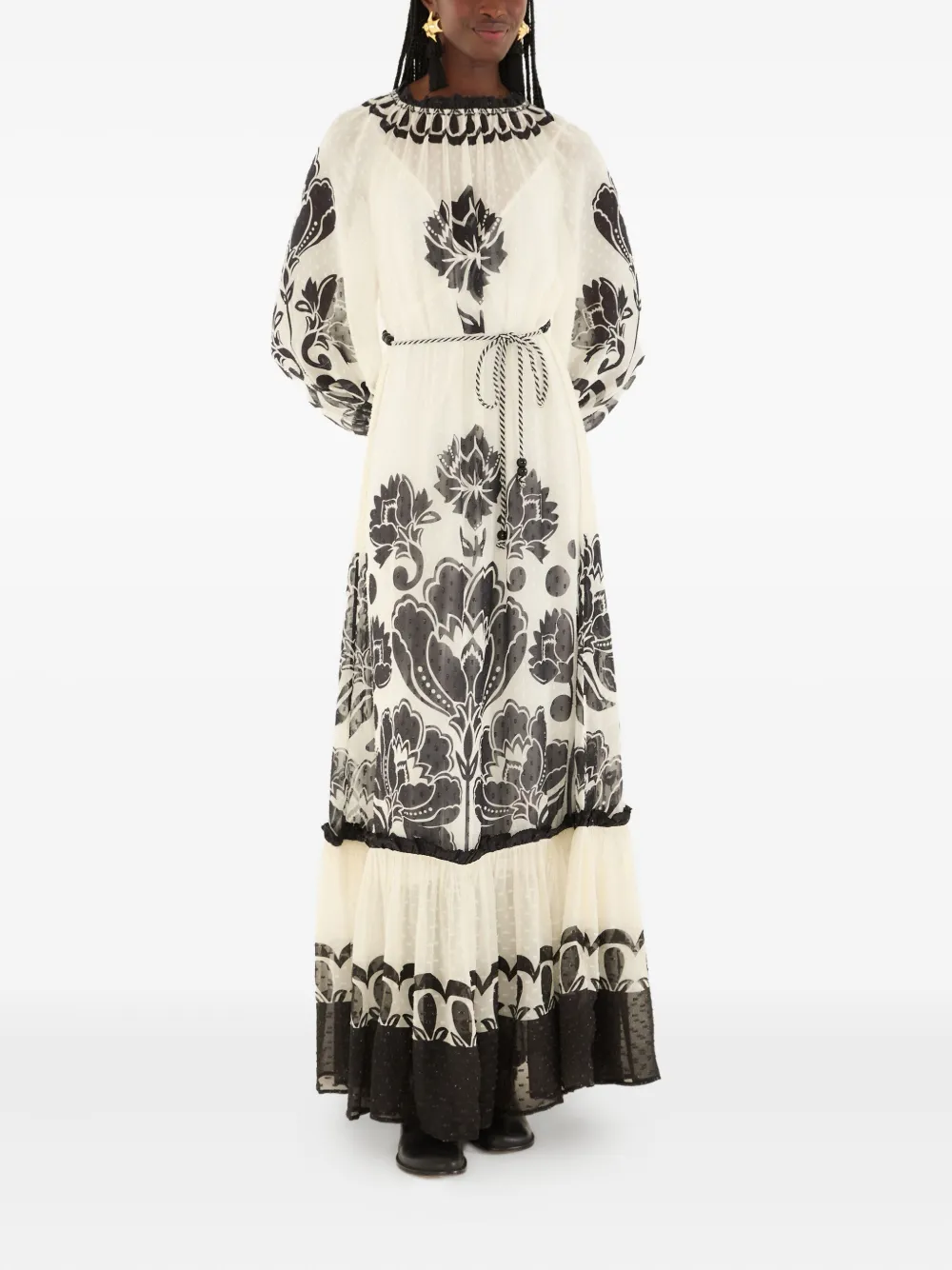 FARM Rio Arabesque maxi-jurk met bloemenprint - Wit