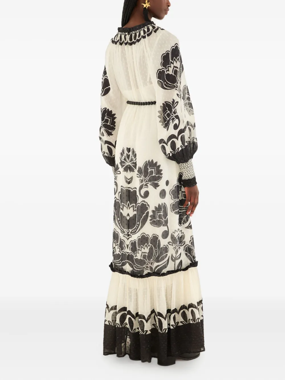 FARM Rio Arabesque maxi-jurk met bloemenprint Wit