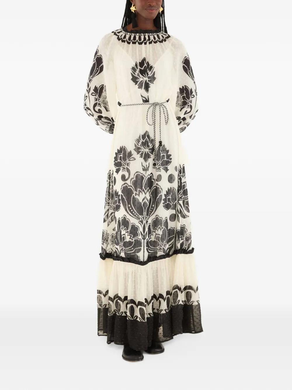 FARM Rio Arabesque maxi-jurk met bloemenprint Wit