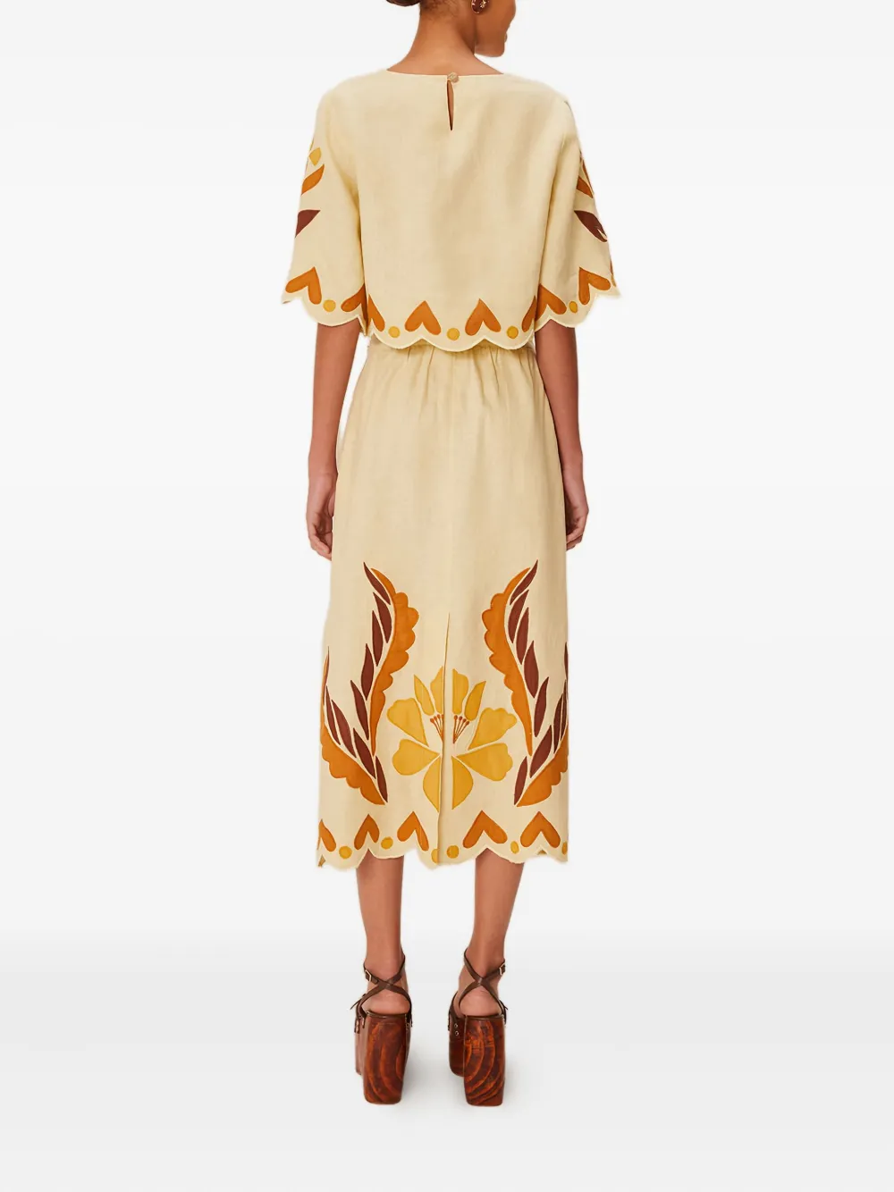 Farm Rio Floral Palm-tree Midi Skirt In Multi