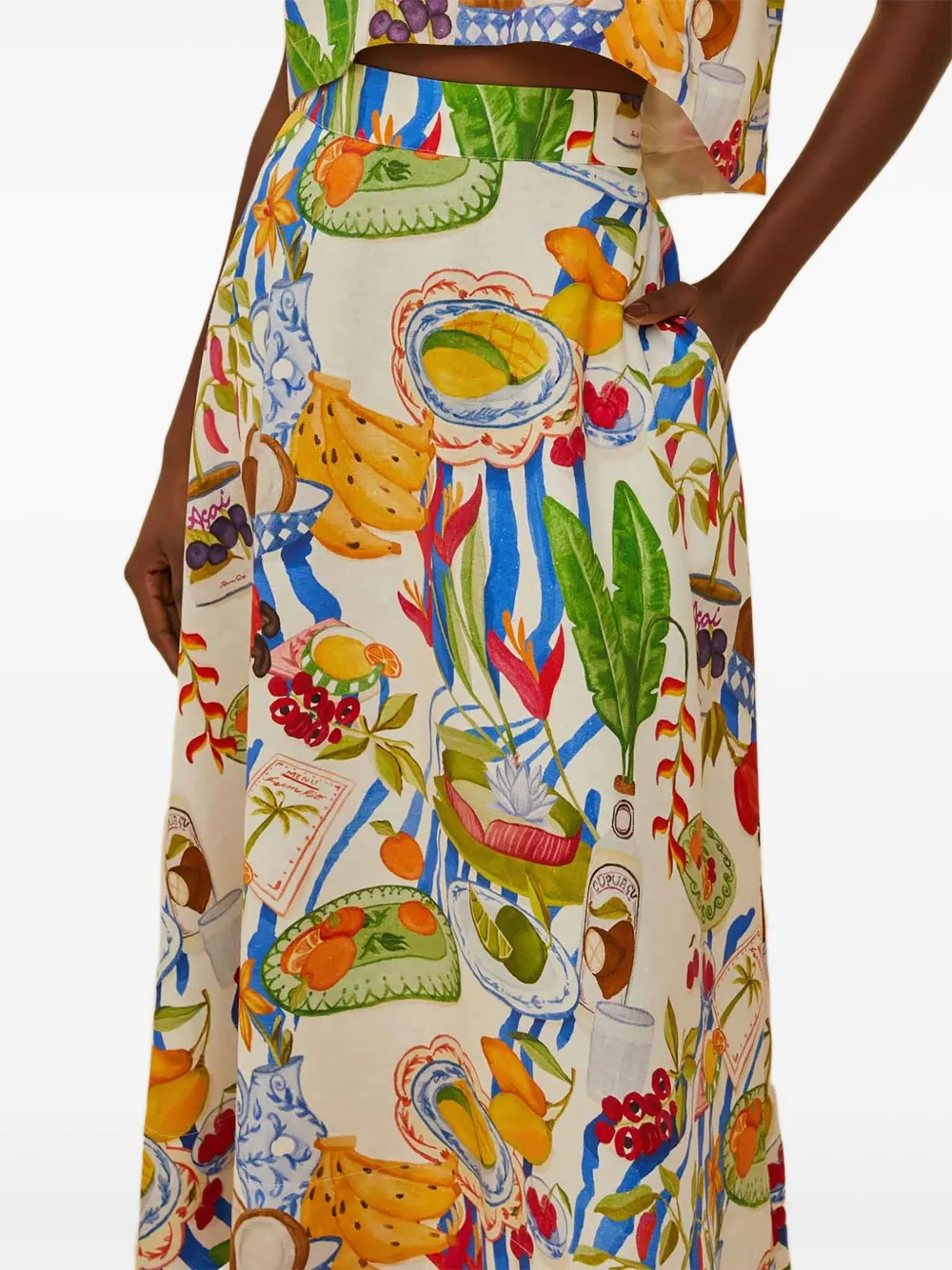 FARM Rio Fresh Table midi-rok met patroon Wit