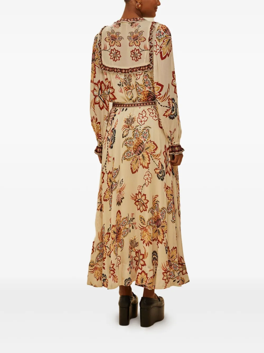 FARM Rio Midi-rok met ruches Beige