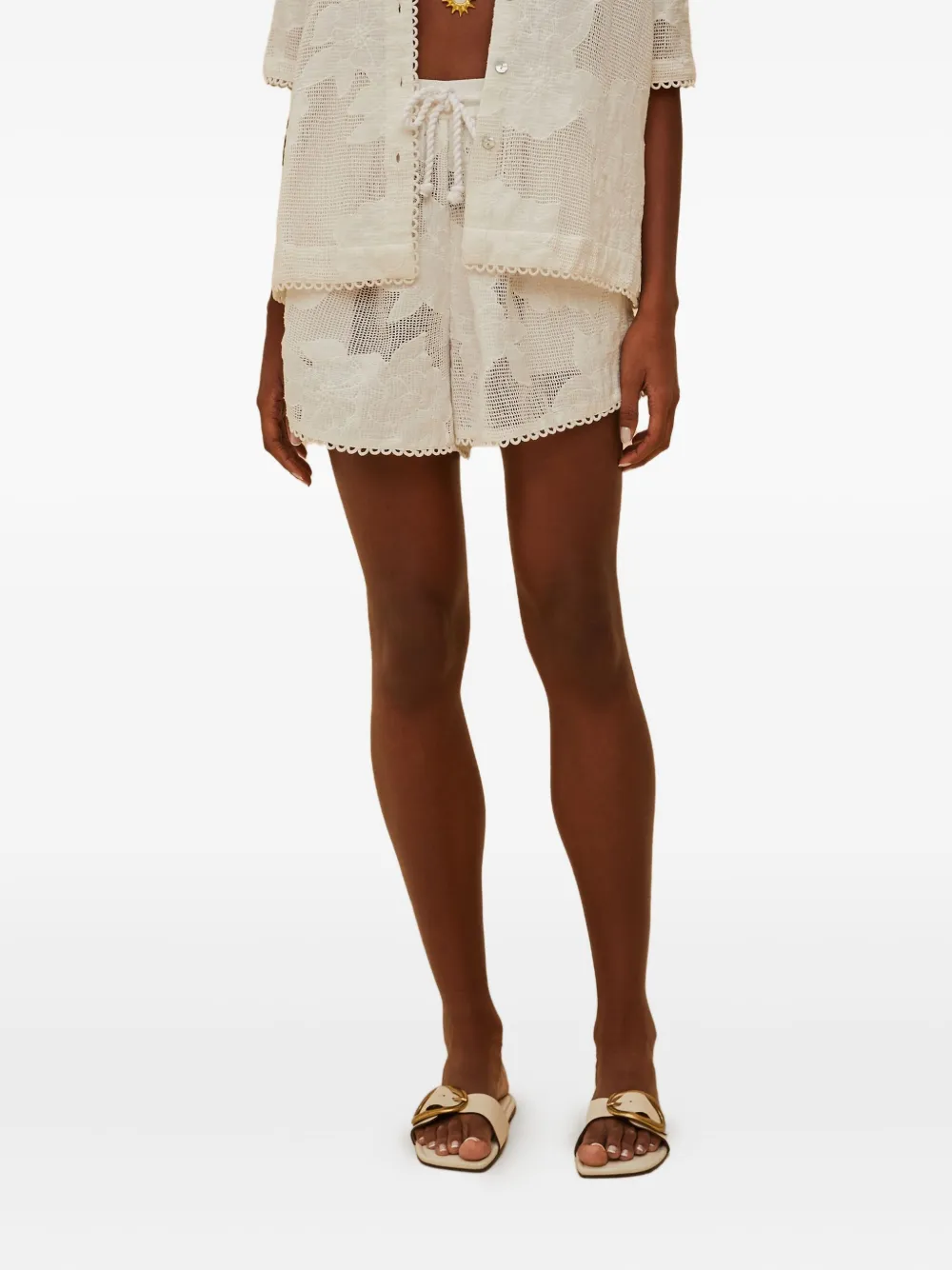 FARM Rio floral drawstring shorts - ホワイト FARM Rio floral drawstring shorts - ホワイト