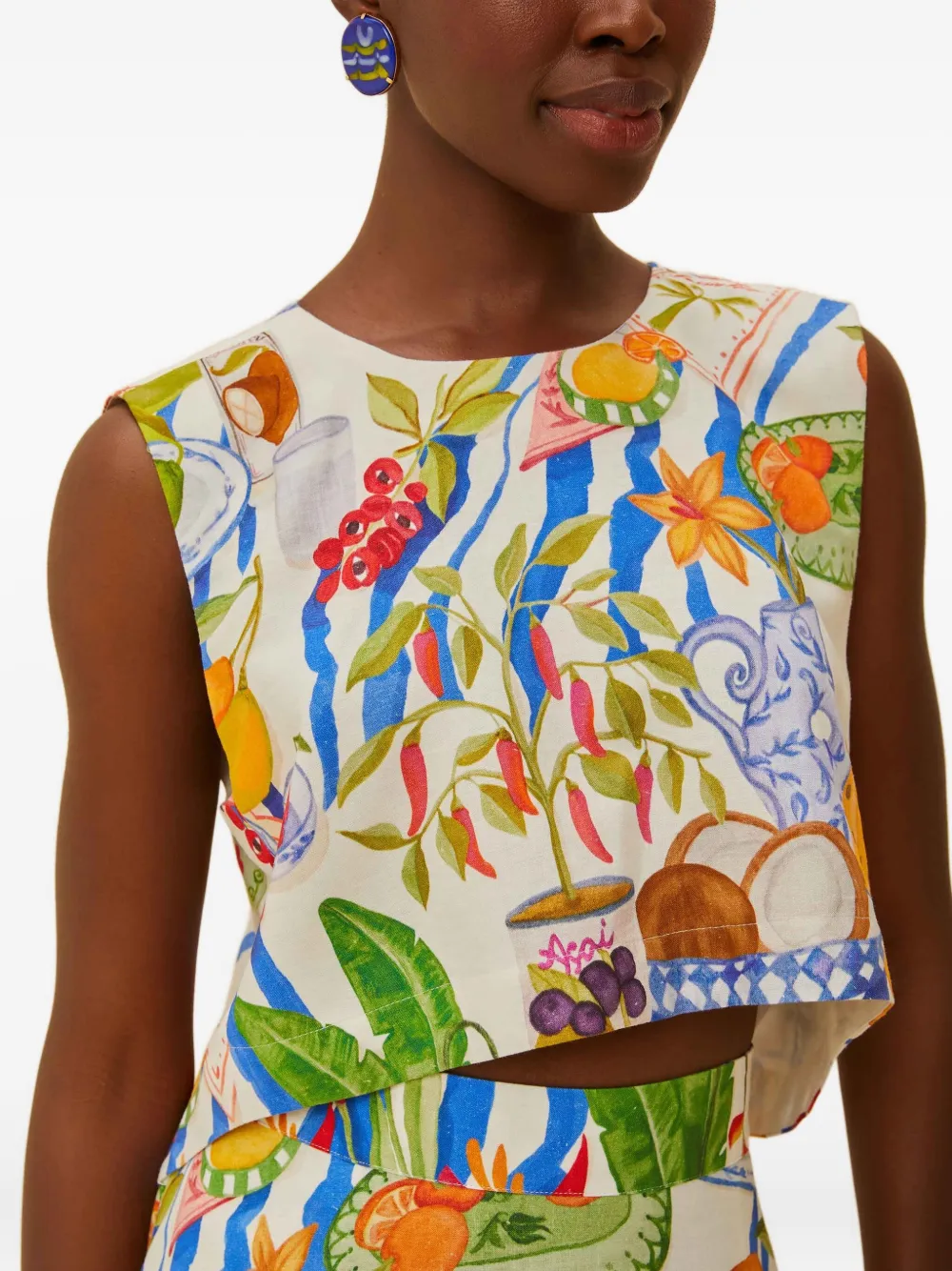 FARM Rio Top met patroon Wit