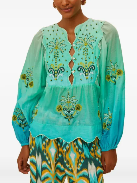FARM Rio Palm Tree embroidered top