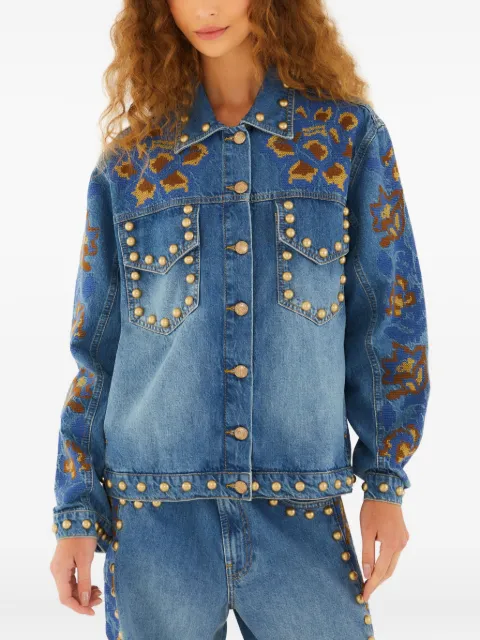 FARM Rio studded floral-embellishment jacket
