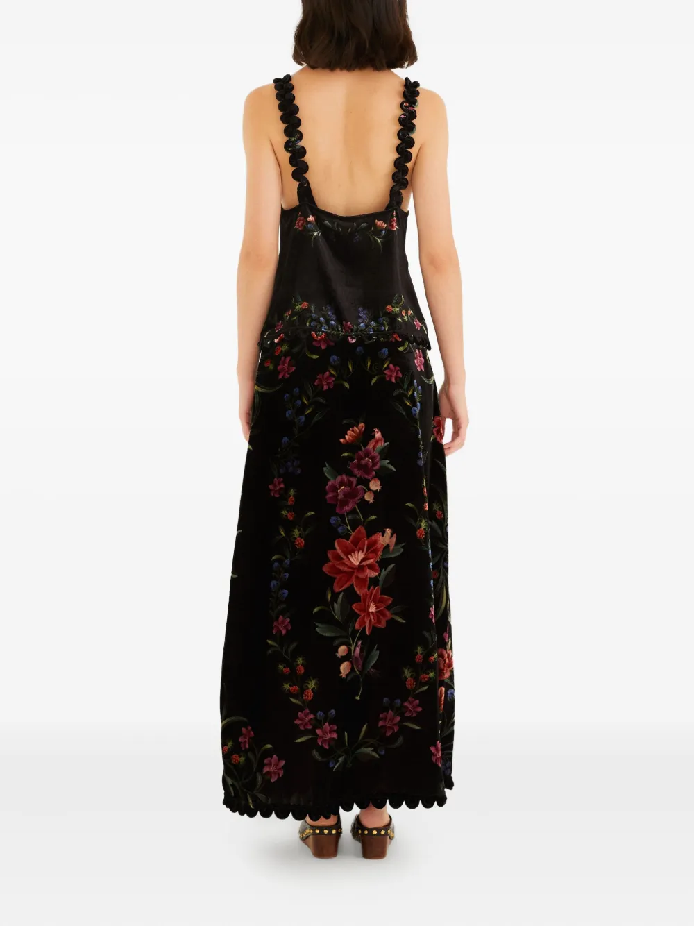 FARM Rio Rok met bloemenprint Zwart