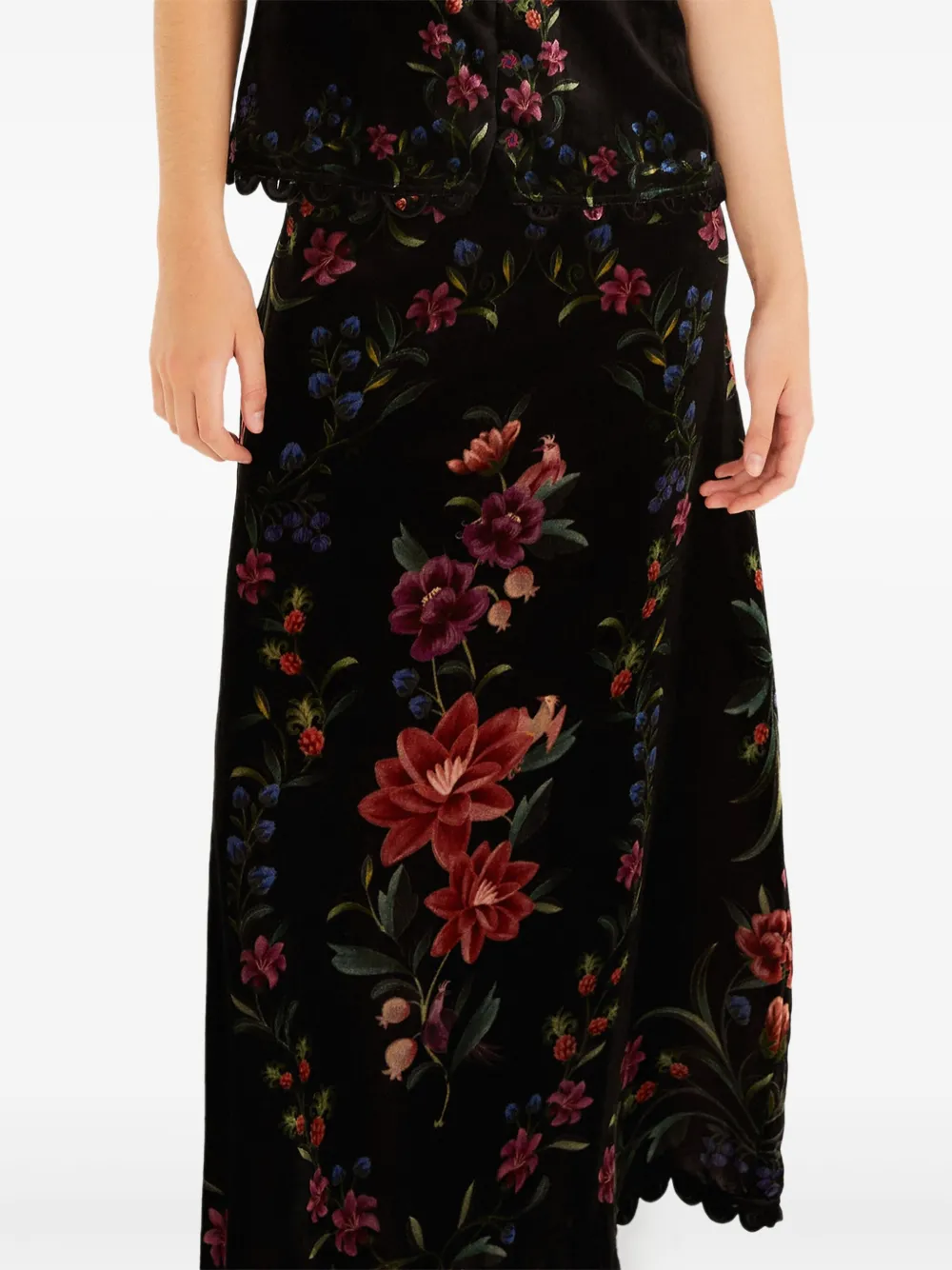 FARM Rio Rok met bloemenprint Zwart