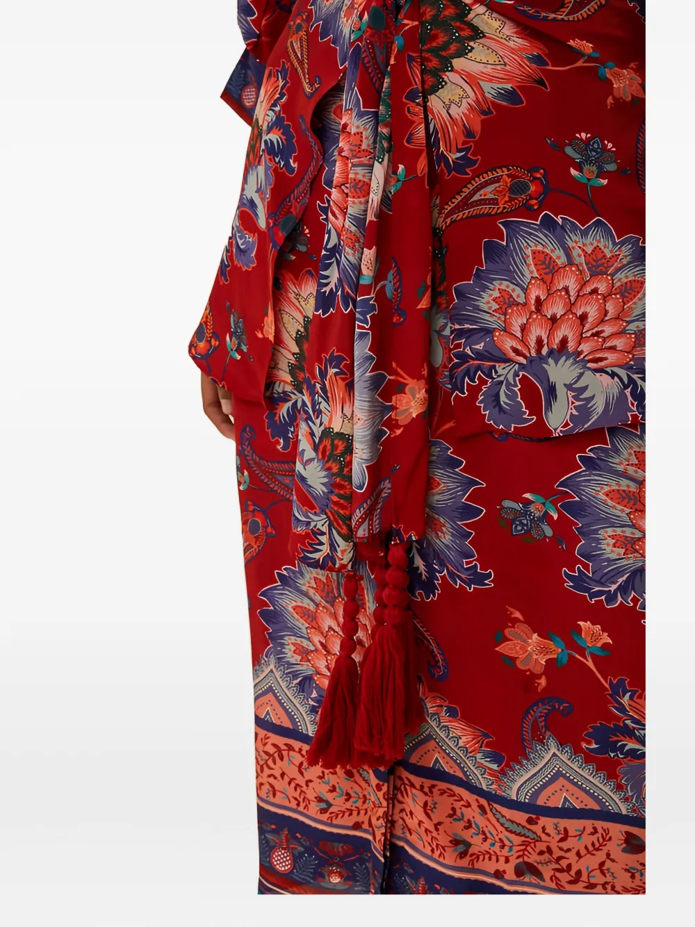 FARM Rio Midi-jurk met gestrikte taille en bloemen Rood