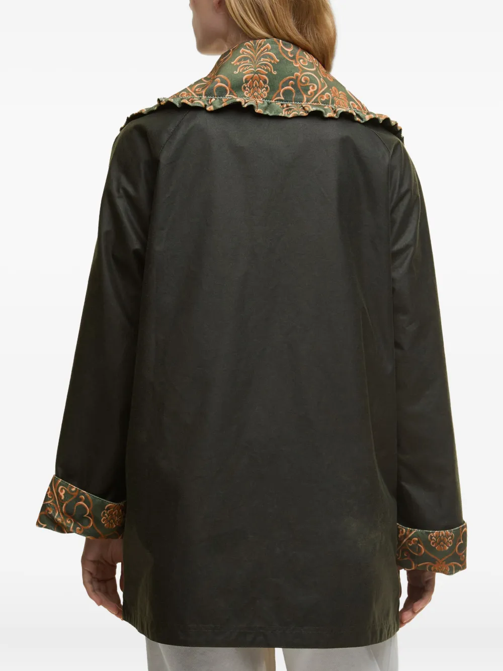 FARM Rio x Barbour Maria Clara jas met ruches en patch Groen