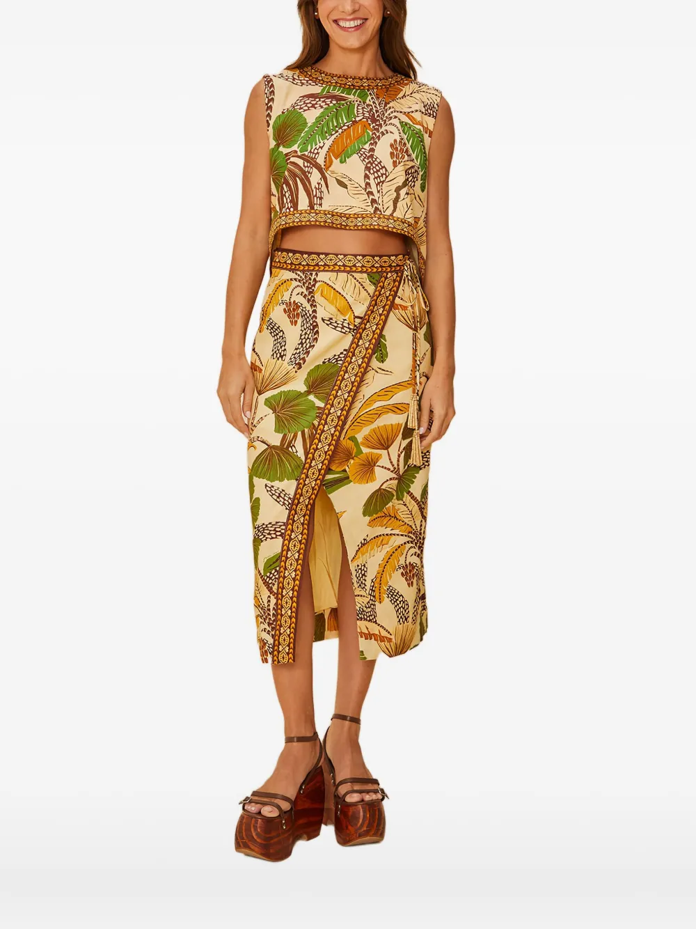 FARM Rio foliage sketch open back top - Toni neutri