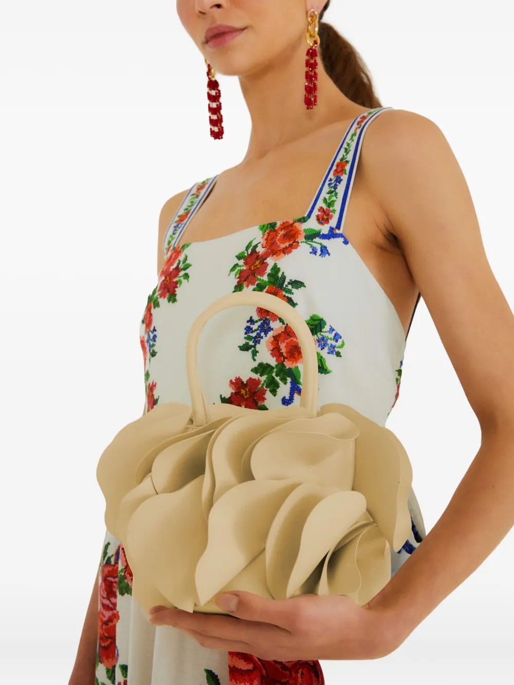 FARM Rio Shopper met bloemblaadjesdetail - Beige