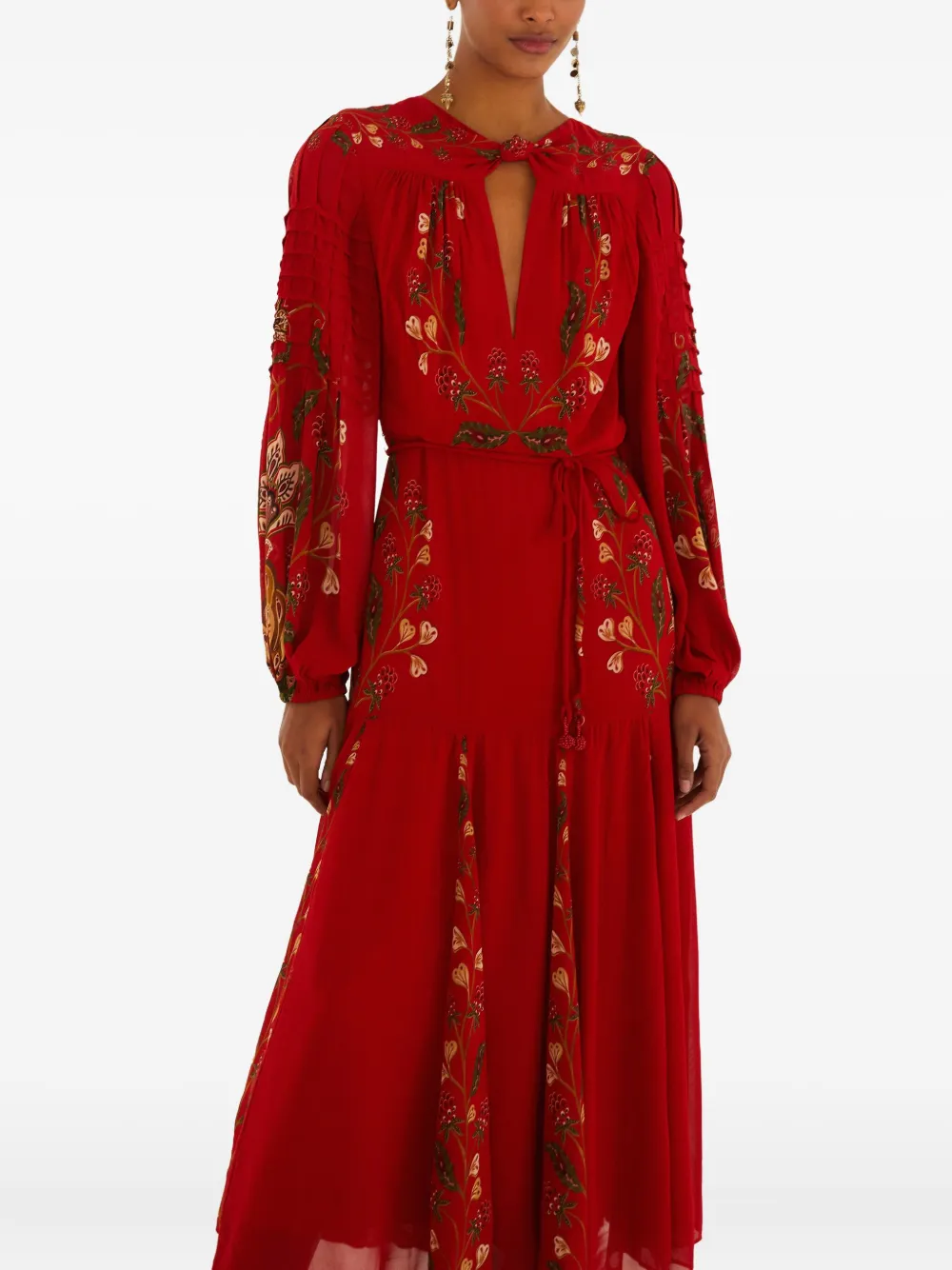 FARM Rio floral-embroidered maxi dress - Rot