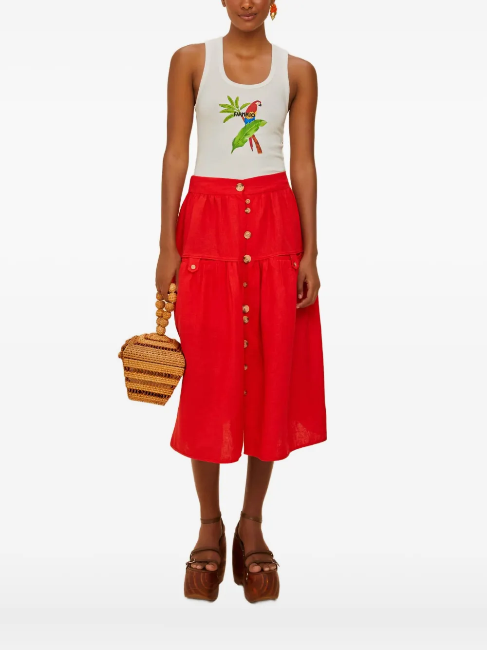 FARM Rio parrot-graphic tank top - Bianco