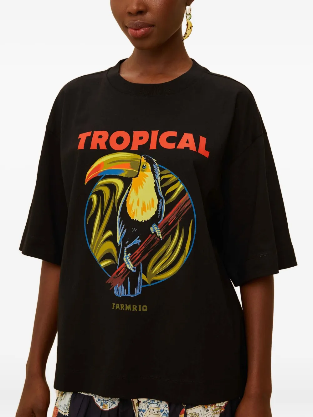 FARM Rio tropical-graphic T-shirt - Nero