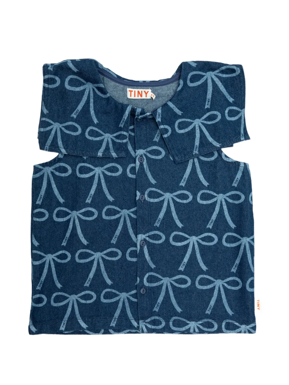Tiny Cottons bow-print sleeveless shirt - Blu