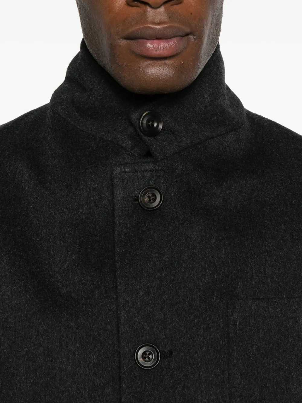 Corneliani Minimalist Grey Jacket With High Collar In Black