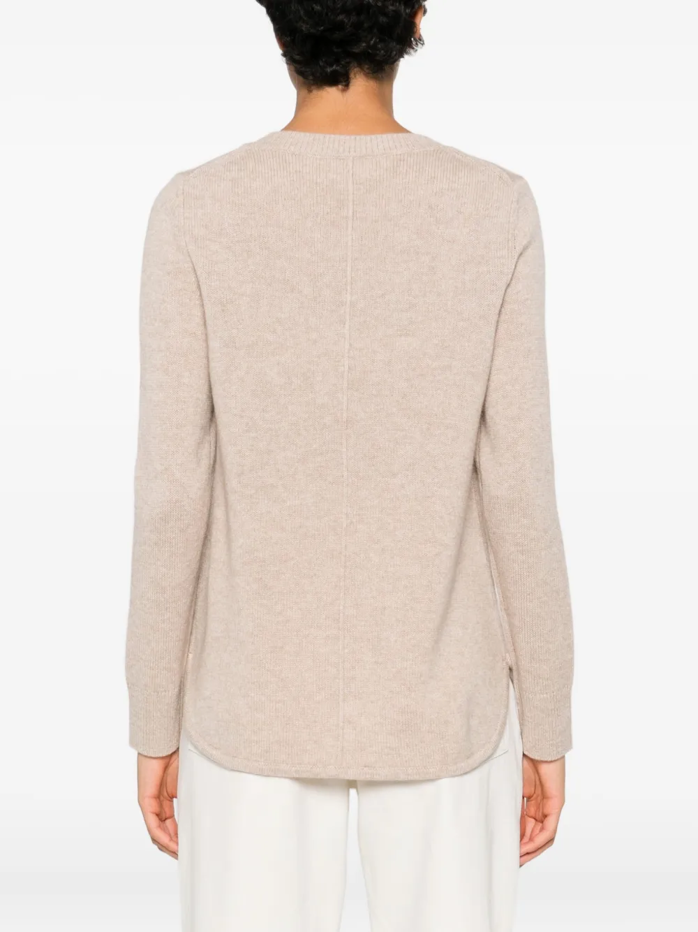 Hemisphere V-neck Curved Hem Sweater In Neutral