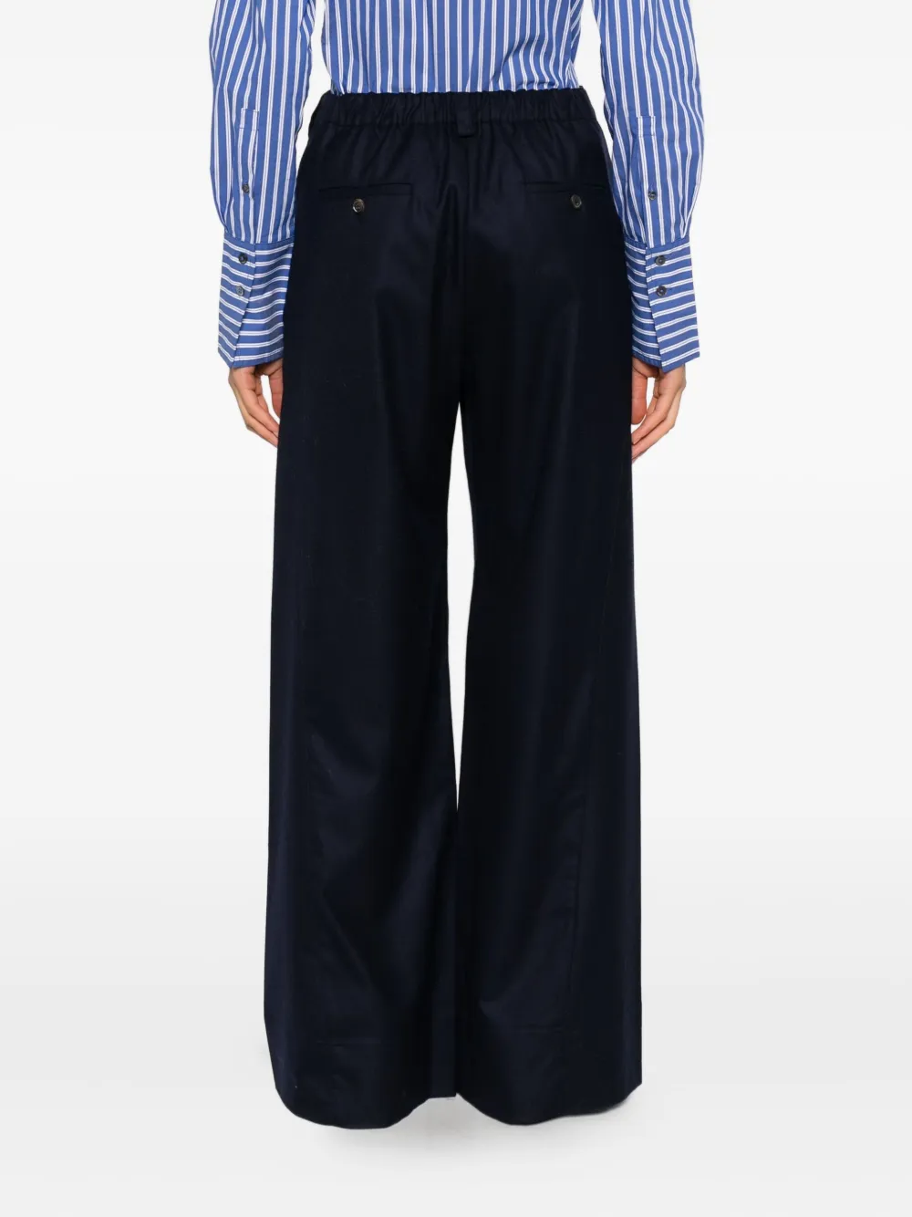 Hemisphere Button Trousers In Blue