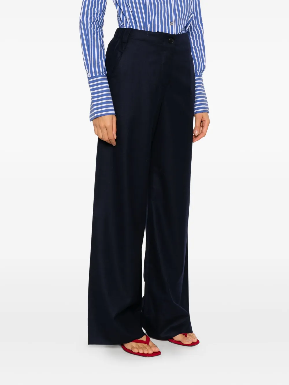 Hemisphere Button Trousers In Blue