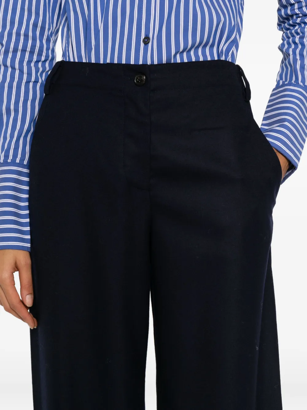 Hemisphere Button Trousers In Blue